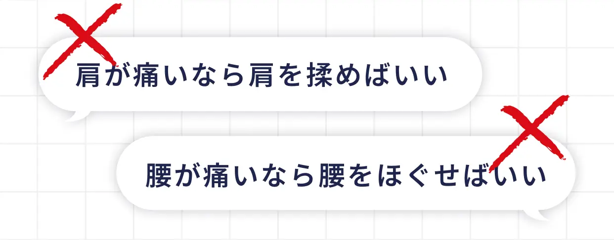 肩が痛いなら肩を揉めばいい 腰が痛いなら腰をほぐせばいい