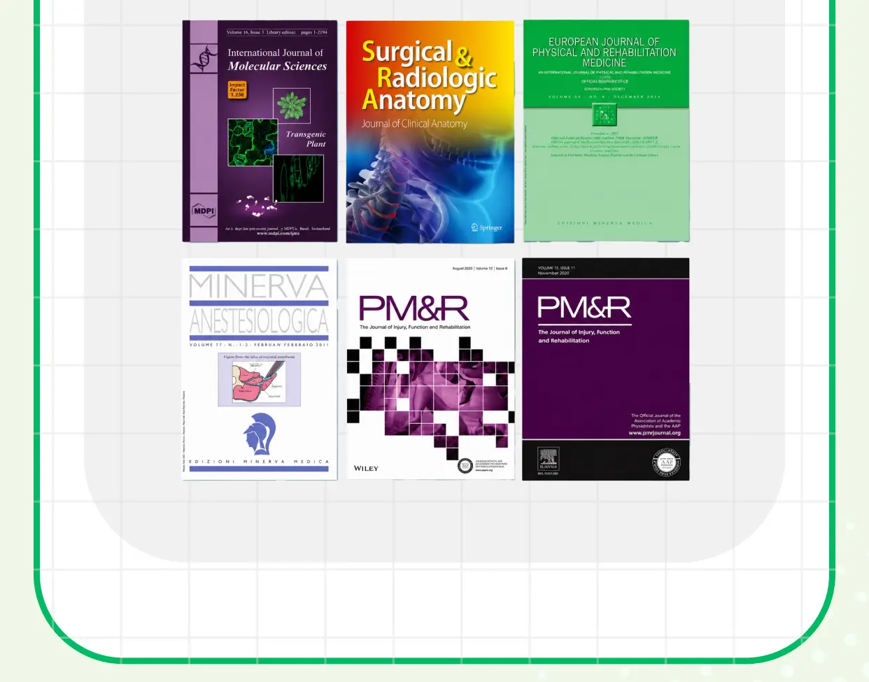 International Journal of Molecular Sciences / Surgical & Radiologic Anatomy / European Journal of Physical and Rehabilitation Medicine / MINERVA ANESTESIOLOGICA / PM&R / PM&R